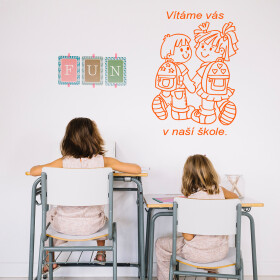 Veselá Stena Samolepka Vítame Vás v našej škole Farba: oranžová, Veľkosť: 60 x 42 cm