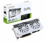 ASUS Dual GeForce RTX 4070 OC White Edition / 2550 MHz / 12GB GDDR6X / 192bit / 1x HDMI + 3x DP / 200W (8) (90YV0IZ4-M0NA00)