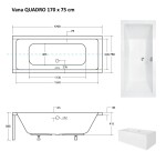 BESCO - Obdĺžniková vaňa QUADRO - Nožičky k vani - S nožičkami, Rozmer vane - 170 × 75 cm VANQAUD170 + OLVPINOZ
