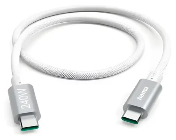 HAMA USB-C biela / Nabíjací a dátový kábel / 240 W / 1,5 m / 5 Gbit/s (201721)