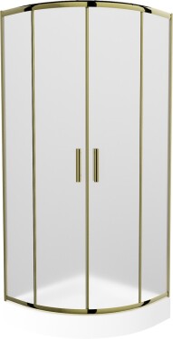 MEXEN/S - Rio sprchovací kút štvrťkruh 80 x 80, dekor, zlato + vanička Rio vrátane výpuste 863-080-080-50-30-4710