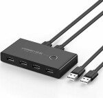 Ugreen USB 2.0 Switch čierna / 2x USB-A 2.0 (M) - 4X USB-A 2.0 (F) / dopredaj (6957303837670)