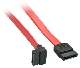 Lindy SATA III 90 ° červená / SATA kábel / 7pin / 0,7 m / SAS kompatibilný (33352)