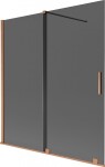 MEXEN/S - Velár dvojkrídlová posuvná vaňová zástena 150 x 150, grafit, meď kartáčovaná 896-150-000-41-65