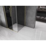 MEXEN/S - Velar L sprchovací kút, posuvné dvere 110 x 110, grafit, zlato kartáčovaná 871-110-110-43-55