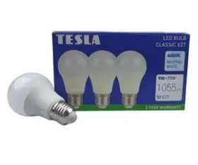 TESLA BULB E27 9W 3-pack / LED žiarovka / 230V / 1055lm / 4000K / denná biela (8596238005013)