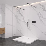 CERANO - Sprchová zástena Walk-in Onyx Duo Ľ/P - 8 mm - okrúhla vzpera - čierna matná, transparentné sklo - 50x200 CER-8050BD2364