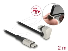 DeLock USB-C (M) - USB-C (M) 180 ° zahnutý / Kábel / USB 2.0 / 2 m / PD 60W (88160)