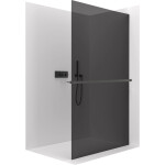CERANO - Sprchová zástena Walk-in Crystal Ľ/P - 10 mm + polička/držiak na uteráky - bezvzperový systém - čierna matná, grafitové sklo - 110x200 CER-8050BD82782