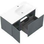 MEXEN/S - Orio kúpeľňová skrinka 90 cm s umývadlom Vela pravá, 1S, 1D, grafit mat/biela mat 91A13-09047-3-BBFF66-W23P01
