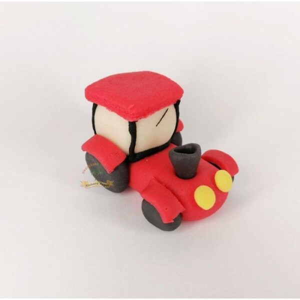 Figúrka na tortu traktor červený 6,5x5x4 cm zo kokosovej hmoty - Fagos