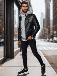 Pánska kožená bunda čierna FashionStreet TX4330 M