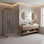 REA/S - Sprchovací kút City 90x90 Brush Copper So sprchovou vaničkou Savoy KPL-K6984