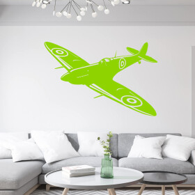 Veselá Stena Samolepka Stíhačka Supermarine Spitfire Farba: zelená, Veľkosť: 40 x 26 cm