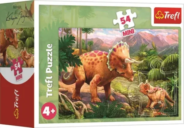 Trefl Puzzle Úžasní dinosaury: Triceratops s mláďaťom