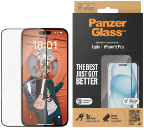 PanzerGlass UWF Ochranné sklo pre Apple iPhone 15 PLUS / Inštalačný set (2811)