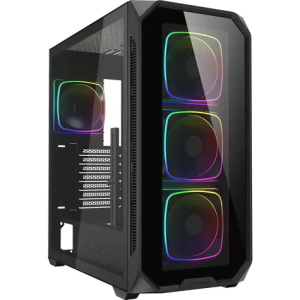 Sharkoon AK5G RGB čierna / ATX / 2x USB 3.2 / 1x USB-C / 4X 120mm / bez zdroja / priehľadná bočnica (4044951041831)