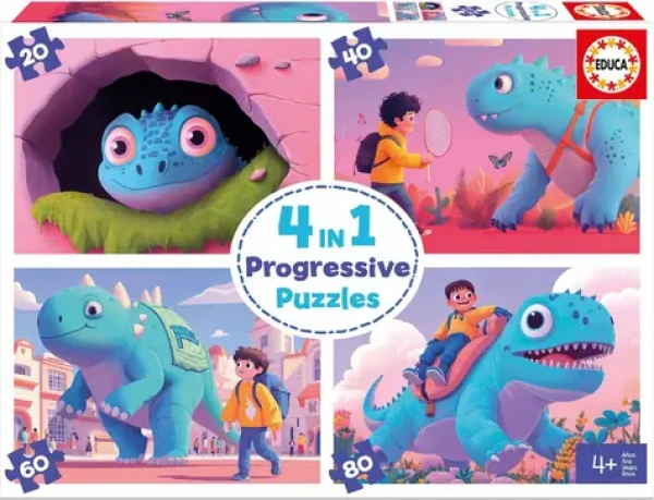 Educa Puzzle Priateľskí dinosaury 4v1