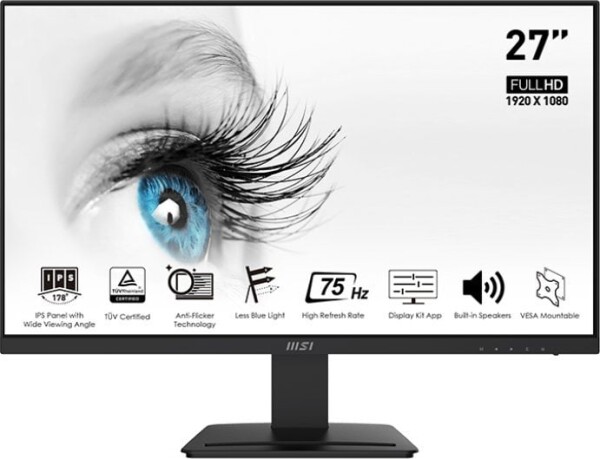 27 MSI Pro MP273 čierna / 1920 x 1080 / IPS / 16:9 / 5ms / 1000:1 / 250dc-m2 / DP+HDMI (PRO MP273)