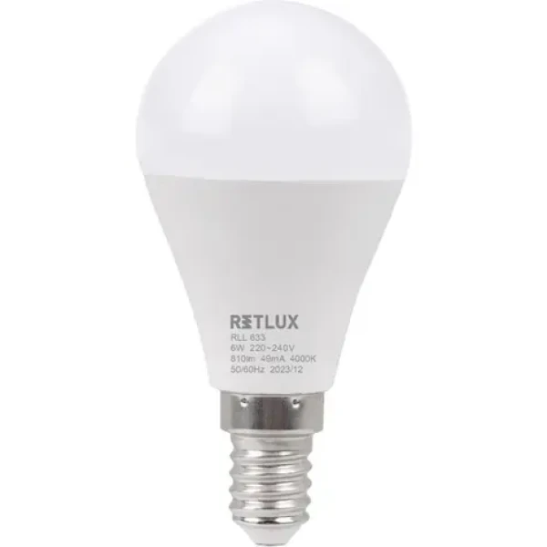 Retlux RLL 633 G45 E14 mini Globe 6W / 810 lm / 4000K - studená biela / D (8590669358281)
