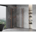 MEXEN/S - Mist sprchovací kút štvrťkruh, krídlové 70 x 70, transparent, meď kartáčovaná 8A33-070-070-65-00