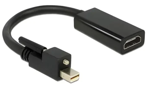 DeLock mini DisplayPort 1.2 (M) so skrutkami - HDMI (F) čierna / Adaptér / aktívny / 4K (62640)