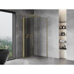 MEXEN/S - Mist-F sprchovací kút skladacie dvere ľavá 90 x 90, transparent, zlato 8A6T-090-090-50-00-L
