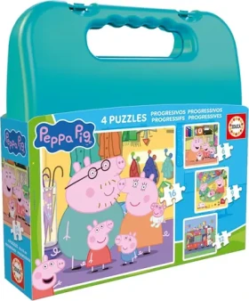 Educa Puzzle v kufríku Prasiatko Peppa II 4v1