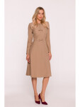 S413 Šaty s mašľami - béžové EU XXL