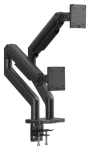 Digitus čierna / Držiak pre dva monitory / do 45" / VESA 75x75, 100x100 / nosnosť 2x 20 kg / pružinové rameno (DA-90474)