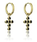 Marc Malone Pozlátené náušnice s krížikmi Avianna Black Earrings MCE23120G