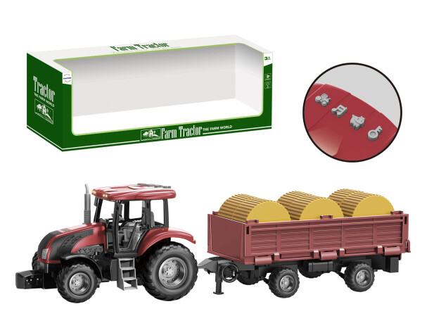 Mamido Mamido Traktor s vlečkou a balíkmi sena 1805-7AT červený XL