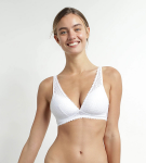 Dámska čipkovaná podprsenka s kosticami DIM TRIANGLE SOFT PADDED BRA - DIM - biela 75 B