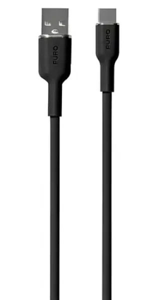 Puro Soft Silicone Cable čierna / Dátový kábel / USB-A / USB-C / 1.5m (PUUSBCICONBLK)