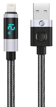 Orico LDA2L USB-A na Lightning kábel s LED displejom čierno-strieborná / Dátový kábel / 12 W / 0,5 m