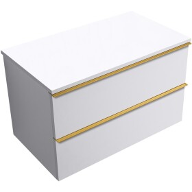 CERANO - Kúpeľňová skrinka Velora - biela matná, úchytka zlatá + doska z lit. mramoru Elanys - 12 mm - biela matná - 80x54,2x46,5 CER-679423