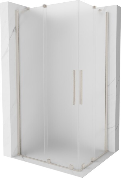 MEXEN/S - Velar Duo sprchovací kút, posuvné dvere 90 x 80, dekor, nikel kartáčovaný 871-090-080-32-97