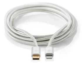 Nedis Profigold Lightning kábel 2m strieborná / Dátový kábel / USB-C - Lightning 8-pin / USB 2.0 / nylonový opletený (CCTB39650AL20)