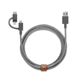 Native Union Belt Cable Universal USB-A - USB-C + Micro USB + Lightning 2m ZEBRA (BELT-ULC-ZEB-NP)