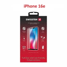 Swissten FULL GLUE COLOR FRAME CASE FRIENDLY sklo pre Apple IPHONE 16e čierna (54501876)