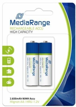 MediaRange High capacity nabíjacia batéria Mignon AA/HR6/1.2V/2ks (MRBAT123)