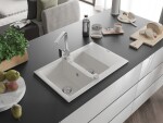 MEXEN/S MEXEN/S - Gaspar granitový drez 1.5 s odkvapkávačom vrátane batérie Rita, biela 6507-20-670300-00