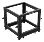 Lanberg Open Rack 9U čierna / Stojanový rack / 19" / 600×600 mm / nastaviteľná hĺbka 576-1034 mm / nosnosť 600 kg (OR01-6109-B)