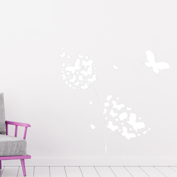 Veselá Stena Samolepka Kvetina s motýlikmi Farba: bílá, Veľkosť: 80 x 82 cm