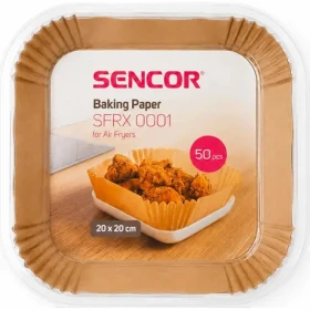 Sencor SFRX 0001 / Papier na pečenie pre teplovzdušnú fritézu / 20 x 20 cm / 50 ks / pre Sencor SFR 9000SS/9100SS (8590669405015)