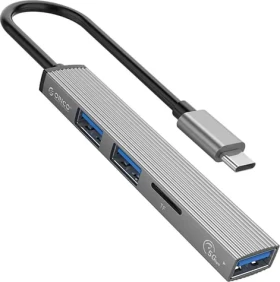 Orico USB hub hliníkový / USB hub / 1x USB-A 3.1 / 2x USB-A 2.0 / čítačka kariet microSD / kábel 15 cm (AH-12F-GY-BP)