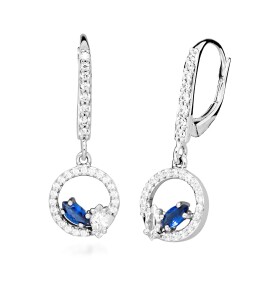 Silver Cat Strieborné náušnice so zirkónmi a syntetickými zafírmi Colored Stones SC630