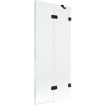 MEXEN/S - Lunar vaňová zástena 2-krídlová pravá 80 x 150, transparent, čierna 897-080-100-70-00-P