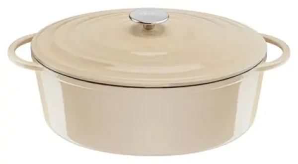 TEFAL LOV béžová / Liatinový pekáč / oválny / 34 cm / 7,2 l / s pokrievkou (E25906)