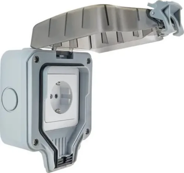 Schwaiger Vonkajšia zásuvka IP66 pod omietku / Zásuvka / 1x Schuko / 230V/16A / šedá (SOAD0100)